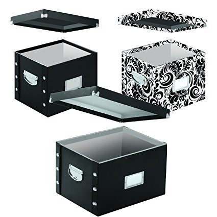 Snap-N-Store Combo 3-Pack, Includes 1 Letter/Legal Size and 2 Letter Size File Boxes, Black/Scroll (SNS01950)