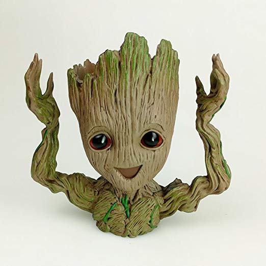 happy_eshop Kawaii Flowerpot Guardians of The Galaxy Tree Baby Groot Action Figures Cute Model Toy Flower Pot with Hole Pen Pot Best New Year Gifts For Kids