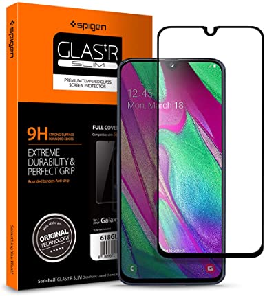 Spigen, Samsung Galaxy A40 Screen Protector, Full Coverage, 9H Tempered Glass, High-Responsiveness, Case Friendly, Bubble-Free, Anti-Fingerprint, Anti-Scratch Samsung A40 Tempered Glass