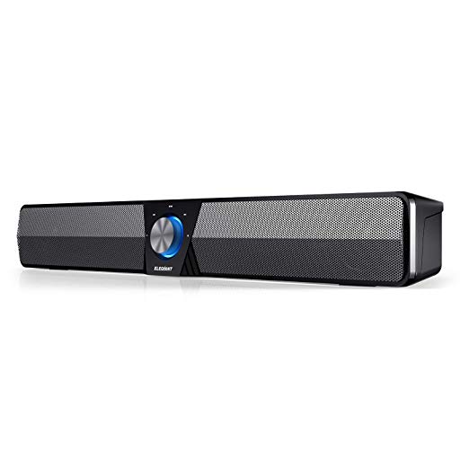 ELEGIANT Bluetooth 5.0 Computer Speaker, 20W Wired and Wireless Computer Sound Bar with Strong Bass One-Button Control LED Light for PC Laptop TV Tablet Desktop Cellphone Projector