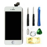 LCD Touch Screen Digitizer Frame Assembly Full Set LCD Touch Screen Replacement for iPhone 5 - White