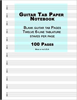 Guitar Tab Paper: Blue Cover ,Blank guitar tab paper Notebook featuring twelve 6-line tablature staves per page with a "TAB" clef, 8.5 x 11, Durable Cover, Perfect Binding