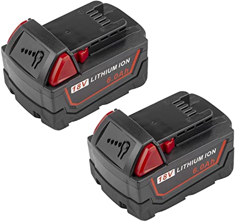 [2Pack] 18V 6.0Ah Replace Battery for Milwaukee M18 Lithium Battery 48-11-1860/48-11-1850/48-11-1840/48-11-1828/48-11-1820/48-11-1815