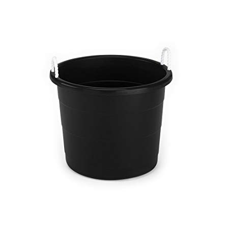 Homz Plastic Utlity Tub with Rope Handles, 17 Gallon, Black, Set of 2