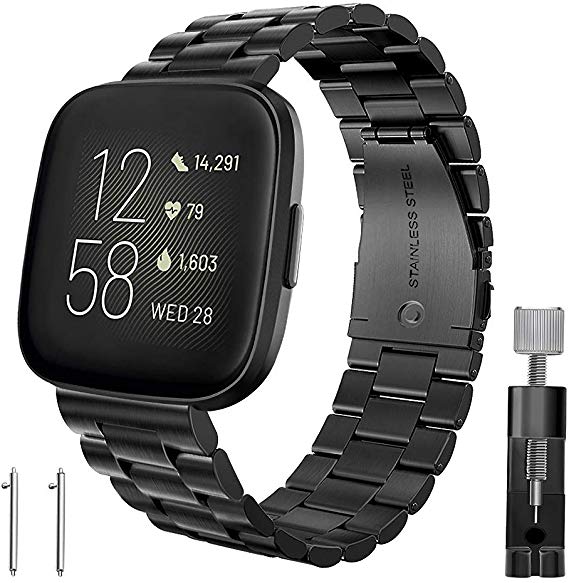 Compatible Versa Bands, Kmasic Stainless Steel Metal Replacement Bracelet Starp Band for Versa Sports Smart Watch Fitness