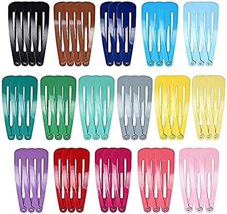 Edealing 50 Pieces Snap Hair Clips Colorful Metal Barrettes Lovely Drop Shape Candy Color Hairpins For Kids Girls Women Hair Accessories