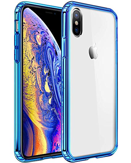 Mkeke Compatible with iPhone Xs Max Case, Clear Anti-Scratch Shock Absorption Cover Case iPhone Xs Max Blue