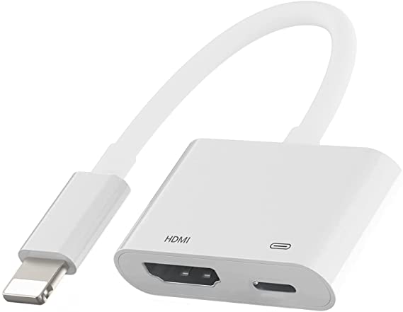 [Apple MFi Certified] Lightning to HDMI Adapter Digital AV, for iPad iPhone to HDMI Adapter 1080P with Lightning Charging Port Compatible for iPhone, iPad and iPod Models and TV Monitors Projectors