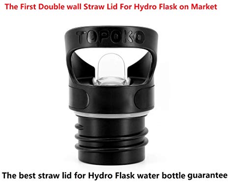 New Double Wall Straw Lid for Hydro Flask Standard Mouth Sport Water Bottle Leak Proof Easy Drinking with Handle-for 14 18 21 24 Ounce