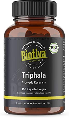 Triphala Organic Capsules (150) 500mg -75 Days Supply -Ayurveda -High Strength -Manufactured and Controlled in Germany -Vegan