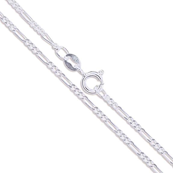 Sterling Silver Flat Figaro Chain 1mm-13mm Solid 925 Italy Link Women's Men's Necklace