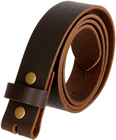 One Piece Full Grain Buffalo Leather Replacement Belt Strap 1-1/2" wide