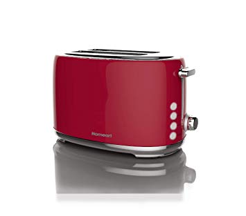 Artisan 2 Slot Toaster by Homeart | 2019 Best Electric Toaster with Multi-Function Toaster Options | Vintage Toaster Stainless Steel (Red)