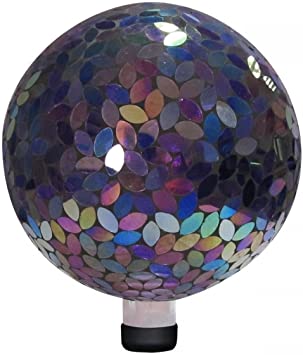 Alpine Corporation Purple Gazing Globe - Glass Sphere with Neck - Outdoor Yard Art Decor - 10" x 10" x 12"