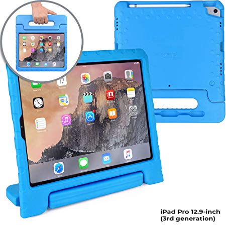 Cooper Dynamo [Rugged Kids Case] Protective Case for iPad Pro 12.9 3rd Generation 2018 | Child Proof Cover: Stand, Handle, Pencil Charge Slot (Blue)