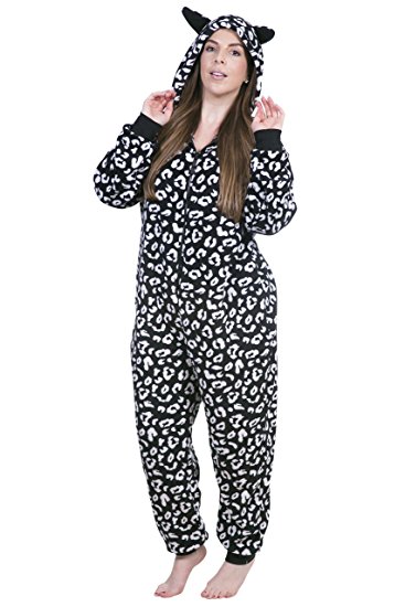 Totally Pink Women's Plus Size Warm and Cozy Plush Adult Onesie/Pajamas/Onesies