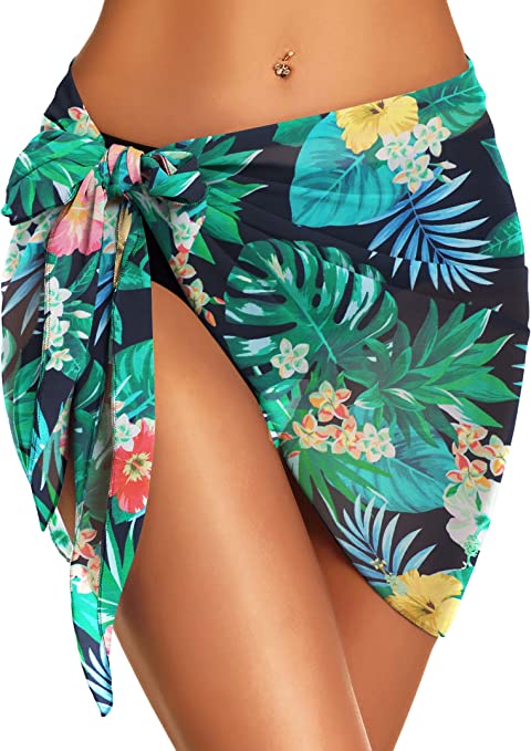 Swimsuit Coverups for Women Sarong Beach Bikini Wrap Sheer Short Skirt Chiffon Scarf for Swimwear