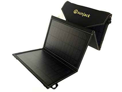 SunJack Portable Solar Charger Panel – Stay Powered while Camping, Hiking, Backpacking, at the Beach, BBQs, and many more Outdoor Activities, USB Port to Charge Batteries, Phones, Lights and more