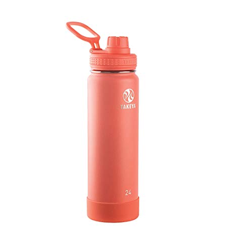 Takeya 51186 Actives Insulated Stainless Steel Bottle w/Spout Lid 24oz Coral