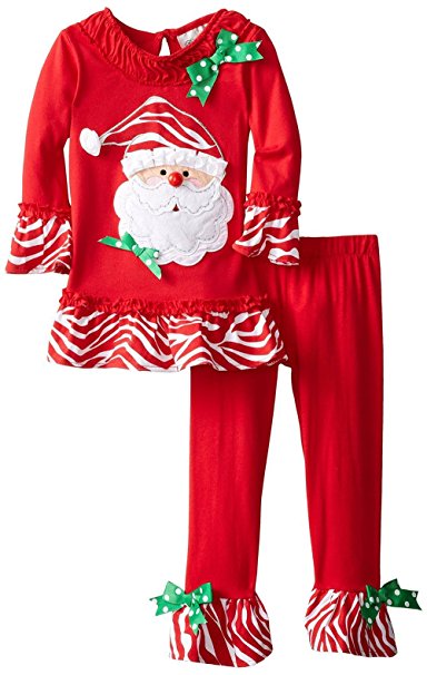 MMBeauty Girls 2pcs Long Cotton Christmas Santa Pajamas Sleepwear Set Red