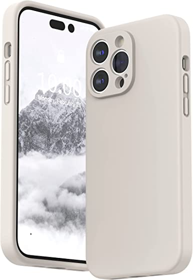 SURPHY Designed for iPhone 14 Pro Case with Camera Protection (6.1 inch, 2022 Release), Liquid Silicone Phone Case with Soft Microfiber Lining (Stone)