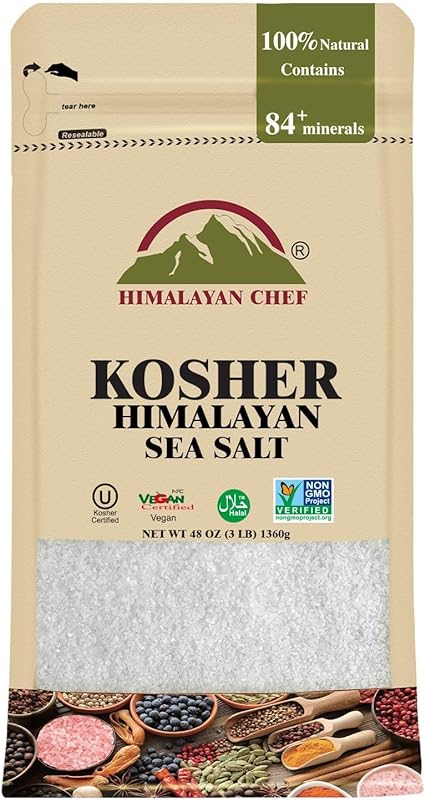 Himalayan Chef Kosher Sea Salt Fine Grain - Delicate Crystals for Culinary Perfection, Non-iodized and all-natural, 48 oz (Pack of 2)