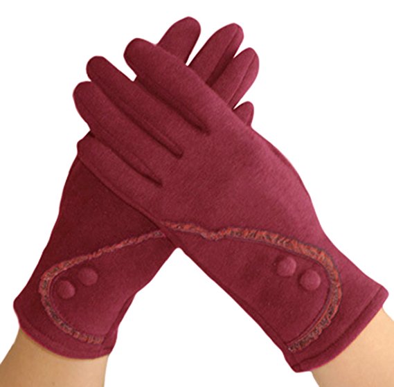 Knolee Women's Lace Touch Screen Lined Thick Warmer Winter Gloves