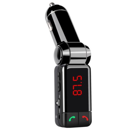 Deli Mini Portable Car Charger Wireless Stereo Bluetooth Car Kit with Handsfree MP3 Player FM Transmitter SD Dual USB Charger Music Play Adapter For iPhone Samsung  LED Display Black