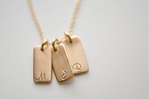 1,2,3,4,5 or 6 Gold Initial Necklace, Gold Initial Bar Tag Necklace