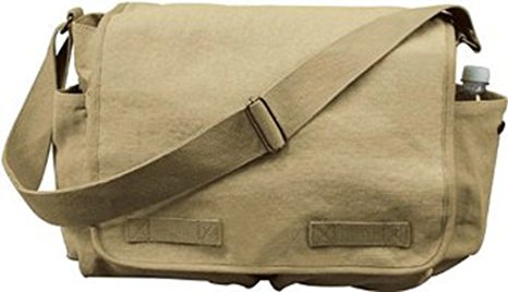 Khaki Classic Army Messenger Heavy Weight Shoulder Bag