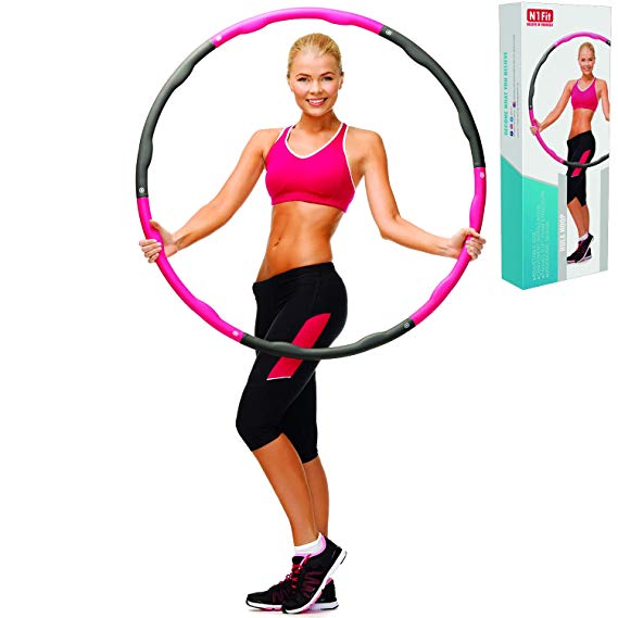 N1Fit Hula Hoop - The Original Adjustable Hula Hoops for Adults Blats Calories and is Foam Padded Weighted Hula Hoops Perfect for Exercise, Slim Waist, Weight Loss(2LB) Ideal Hula Hoop for Kids