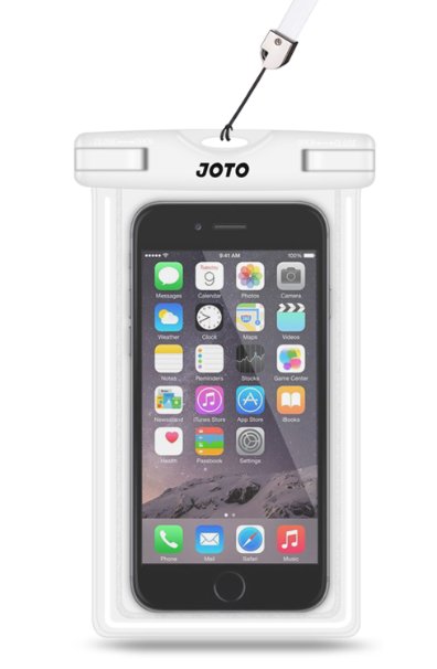 JOTO Universal Waterproof Case Bag Pouch for Apple iPhone 6, 6 plus, 5S 5C 5 4S, Samsung Galaxy Note 4 / 3 / 2, Galaxy S5, S4, S3, HTC One M8, M7, HTC One Max, LG G2, G3, Nexus 6, 5, 4, Sony Xperia Z1, Z2, Nokia Lumia 520, 630, 930, 1520, BlackBerry Z10, Z3, Motorola MOTO X, G - Also fits other Smartphones up to 6.0" diagonal - IPX8 Certified to 100 Feet (White)