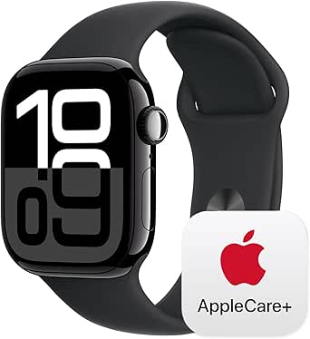 Apple Watch Series 10 [GPS   Cellular 42mm] with Jet Black Aluminium Case with Black Sport Band - M/L. Fitness Tracker, ECG App, Always-On Retina Display, Water Resistant with AppleCare  (2 Years)