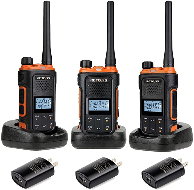 Retevis RB27B Walkie Talkie Rechargeable,Mini Two Way Radio with USB Charging Base,NOAA Flashlight Emergency Alarm VOX,Portable 2 Way Radios for Family Skiing Hunting Cruise Shipping(3 Pack)