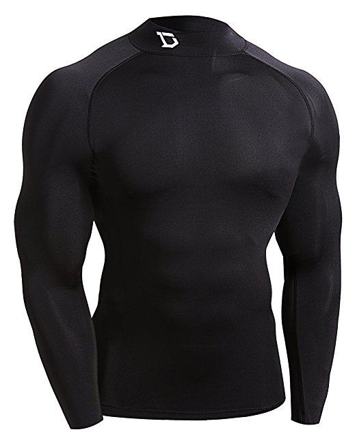 Defender Men's Thermal Coldgear Quick Dry Compression Mock Long Sleeve T Shirts