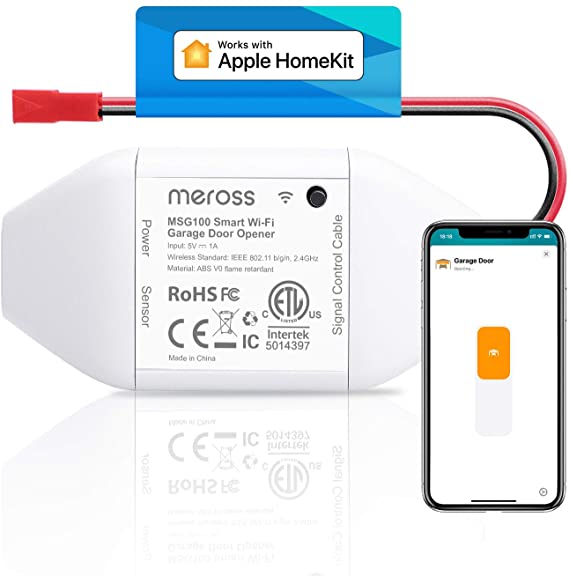 meross Smart Garage Door Opener Remote, Compatible with Apple HomeKit, Amazon Alexa, Google Assistant, SmartThings, No Hub Needed Multiple, Notification Modes