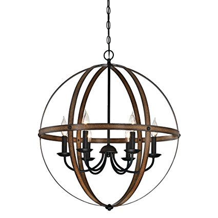 Westinghouse 6333600 Stella Mira Six-Light Indoor Chandelier Finish, Barnwood and Oil Rubbed Bronze