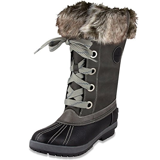 London Fog Womens Melton Cold Weather Waterproof Snow Boot.