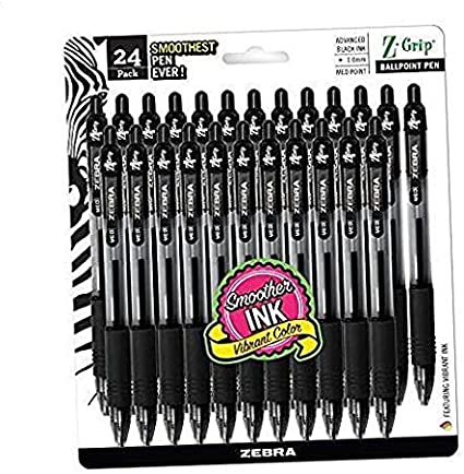 Z-Grip Retractable Ballpoint Pen, Medium Point, 1.0mm, Black Ink, 24 Pack (Packaging may vary) 1 Pack (24 Count)