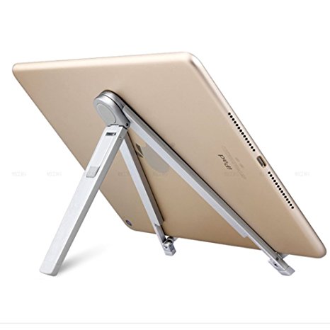 Whirldy ipad stands Tablet Travel Stand Holder Tripod 7-12 inch Portable Universal Foldable Desk Stand For iPad air,iPad 2/3/4, mini, pro,Fire Tablet 7, Notebook, Galaxy Tab, Tablet PC - Silver