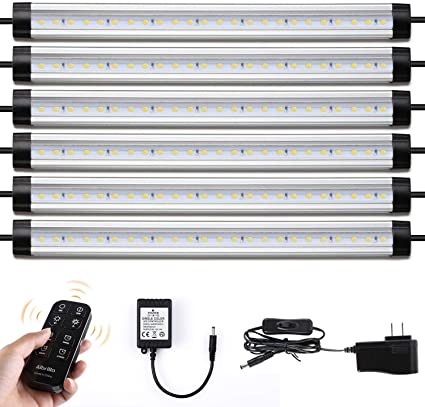 LED Under Counter Lighting Fixtures Remote - Albrillo Daylight White 5000K 12 Inch Light Bars, 24W 1800 Lumen Super Bright Strips for Cabinet Kitchen