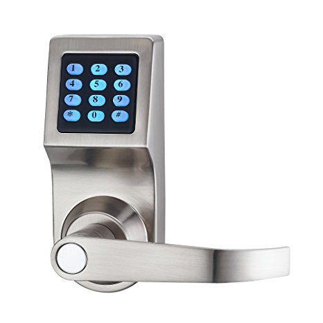 HAIFUAN Digital Door Lock,Unlock with Remote Control, M1 Card, Code and Key,Handle Direction Revisible