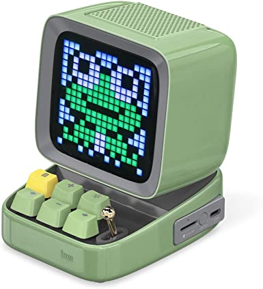 Divoom Ditoo Programmable Pixel Art LED Bluetooth Speaker Showing Clock Emoji DIY Design for Home Wedding Party Decoration with Wireless App Control (Green) …