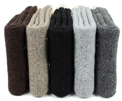 Gellwhu 5 Pairs Pack Men Winter Warm Wool Rabbit Fur Blended Super Thick Crew Socks