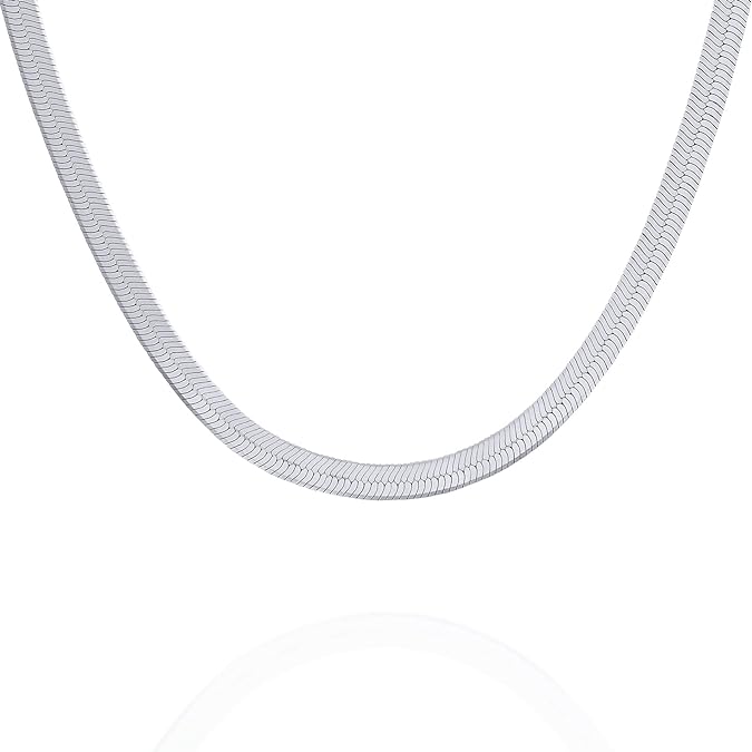 PAVOI Italian Solid 925 Sterling Silver, 22K Gold Plated Chain Necklaces | Snake, Square Box, Cable, Super Flex Curb, Miami Cuban and Rope Diamond-Cut Herringbone Necklace for Women and Men | MADE IN ITALY