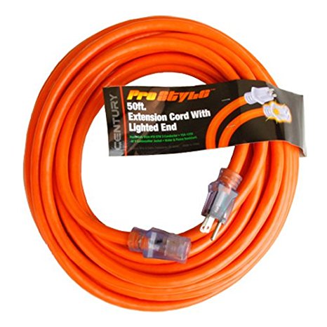 ProStar 10 Gauge SJTW 3 Conductor 50 Foot Extension Cord With Lighted Ends - Orange