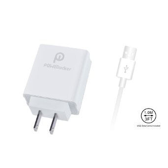 Quick Charge 3.0 USB Charger, POWERocker 18W USB Wall Charger QC3.0 for Galaxy S7/S6, Note 5/4, Nexus 6, Xperia Z4, HTC One M9, LG V10 and More (With 3FT USB Cable) (White)