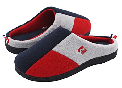 RockDove Men's & Women's Tri-Color Memory Foam House Slippers, Color Blocking Slip On Clogs - Indoor Outdoor Sole