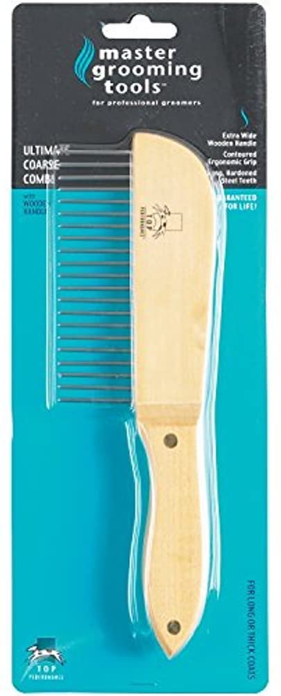 Master Grooming Tools Ultimate Coarse Comb W/Wooden Handle, 9 1/2 "