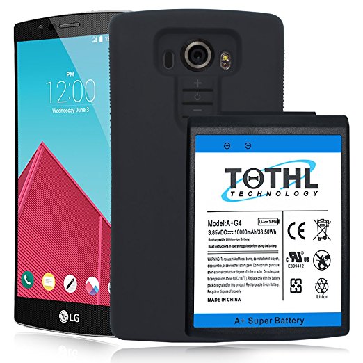 LG G4 Battery Case,TQTHL LG G4 [10000mAh] Extended Battery Replacement with Soft TPU Full Edge Protection Case (More than 3X Extra Battery Power) Only Fits for LG G4 BL-51YF- Black.